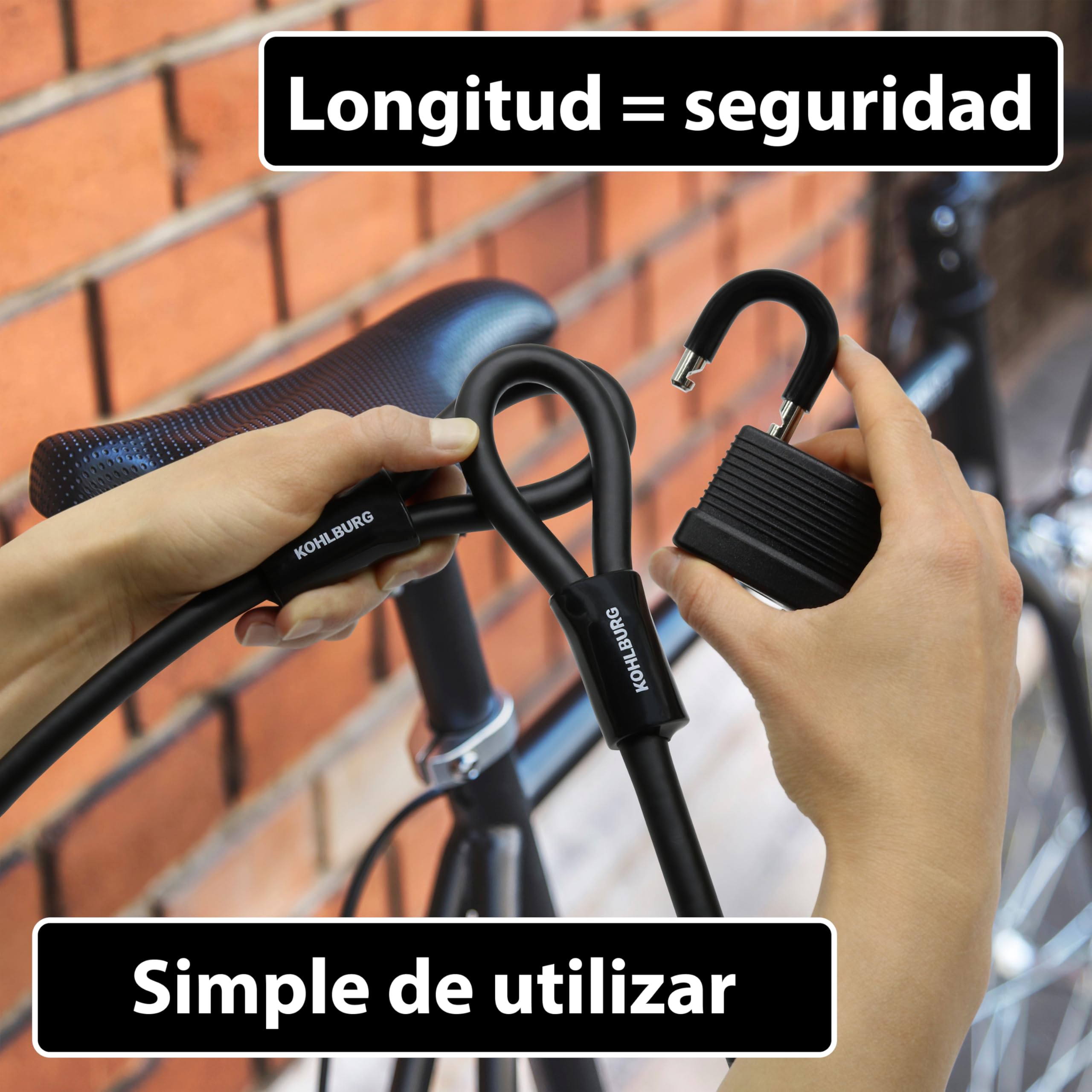 KOHLBURG Candado de cable antirrobo de 10 m, de acero, con 3 llaves – de cierre rápido, 1000 cm con bucle para bicicleta, candado patinete electrico, remolque, cochecito, muebles de jardín y barcos