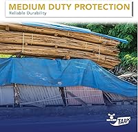 Vista 7 de Lona impermeable de 8 x 10 pies, reversible de servicio medio, azul/plateado, multiusos para interiores y exteriores, carpas, cubierta de madera