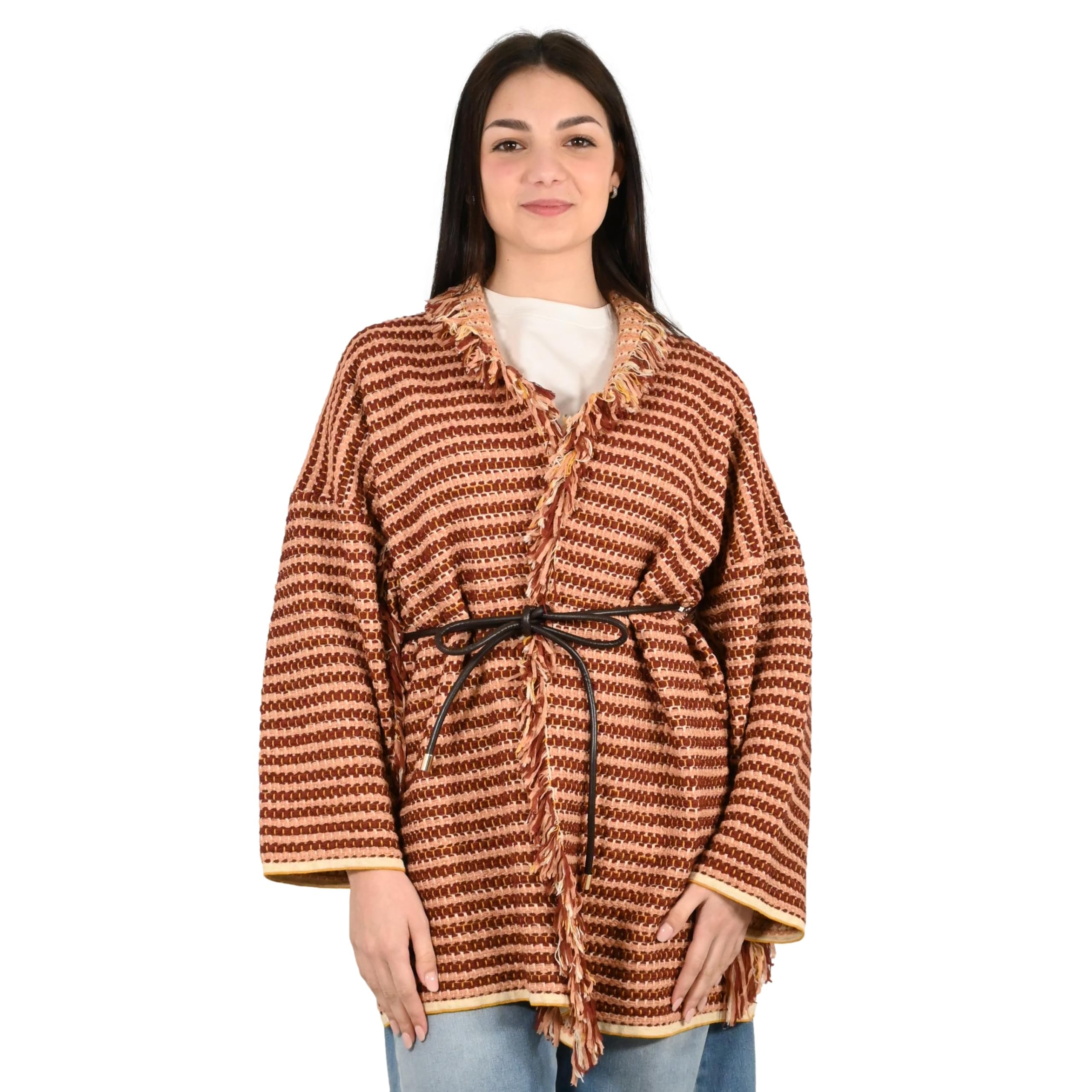 Kontatto maglia donna senape ecru terra nude 3M1581C