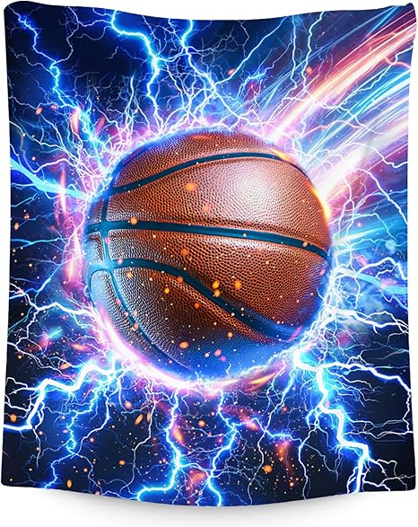 Basketball Blanket for Boys Blanket Gifts - 50" x 60" Lightning Sport Theme Throws for Couch, Bed & Room Decor