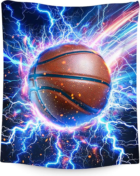 Basketball Blanket for Boys Blanket Gifts - 50" x 60" Lightning Sport Theme Throws for Couch, Bed & Room Decor