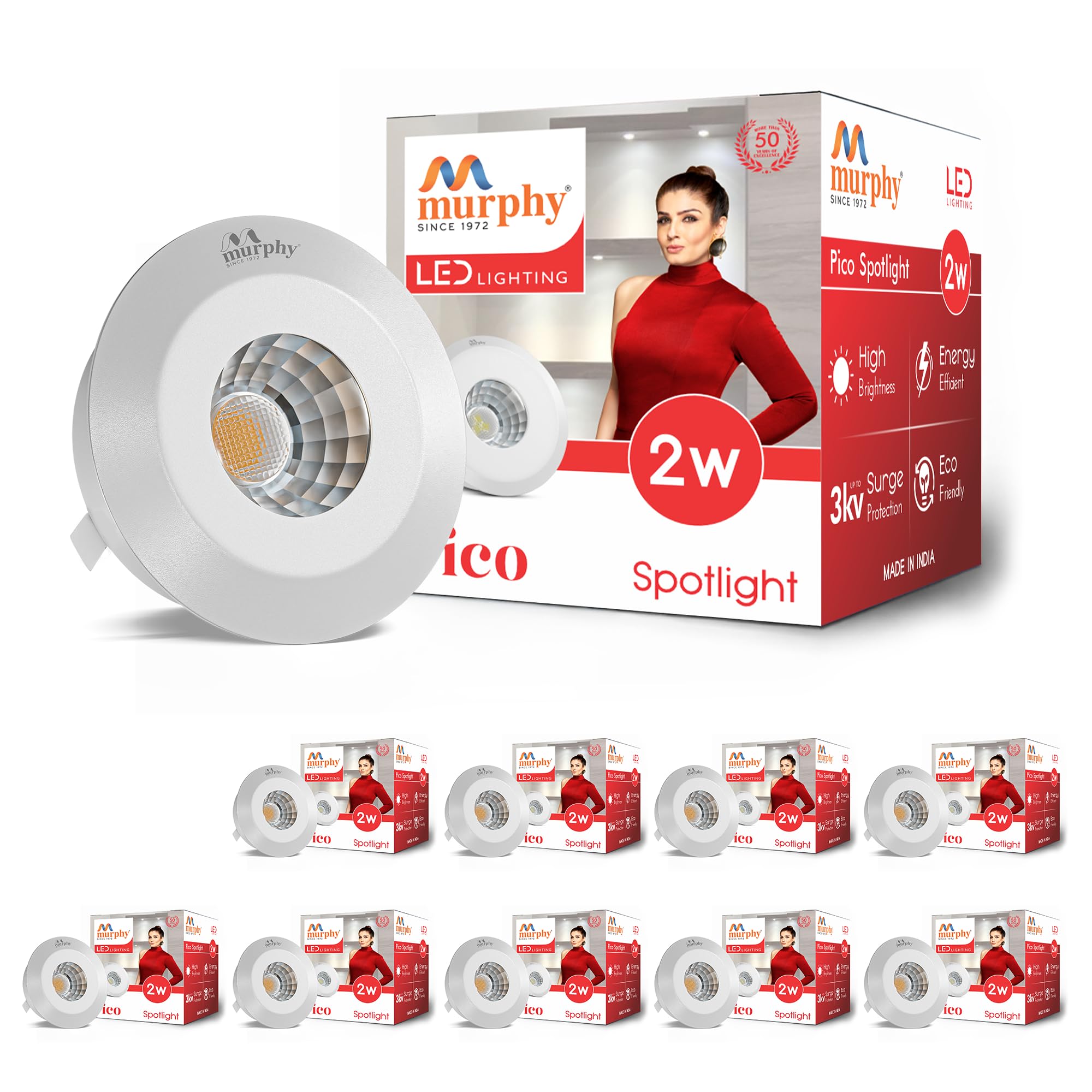 Murphy 2W LED Button Spot Lights | Pack of 10 | Warm White | Premium Mood Lighting for Home & Office-image-22