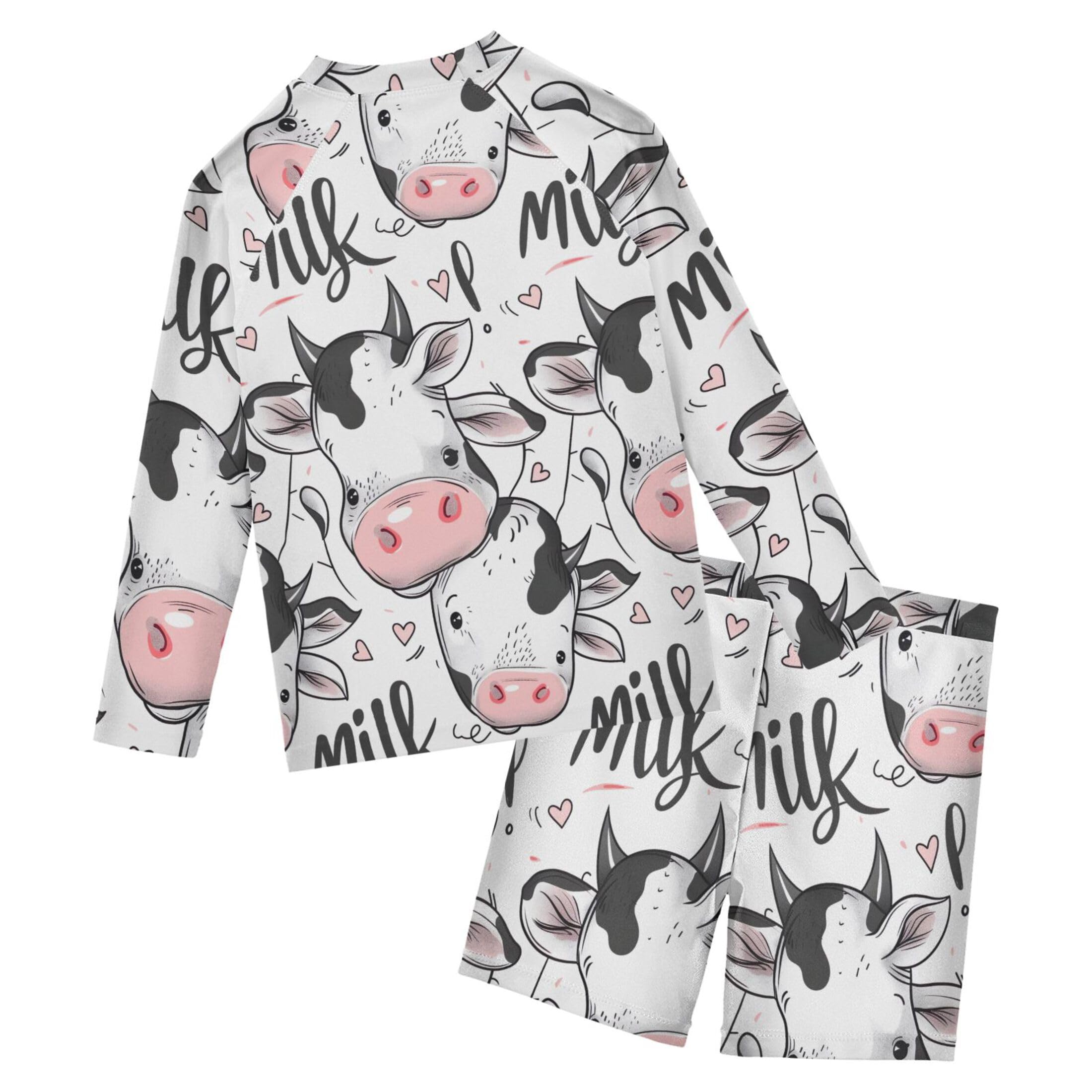 Cow Cute Animal Toddler and Baby Boys' 2-Piece Swimsuit Trunk, Long Sleeve Rashguard Bathing Suit B0403741