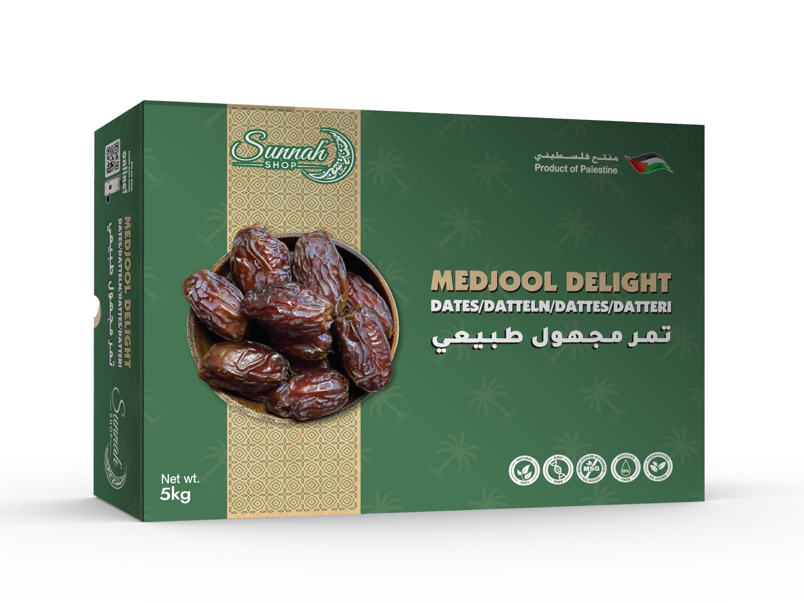 Sunnah Shop® Jumbo Medjool Datteri dalla Palestina 5 kg Medjoul Datteri Delight | Datteri reali del raccolto fresco | sapore unico caramello | 100% naturale senza additivi