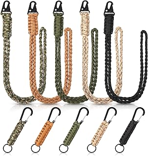 10 Pcs Paracord Lanyards Heavy Duty Neck Lanyards for ID Badges Braided Keychains Lanyards Necklace Keychain Lanyards Paracord Wrist Strap Keys Hook Whistles Camera Wallet Outdoor Activities
