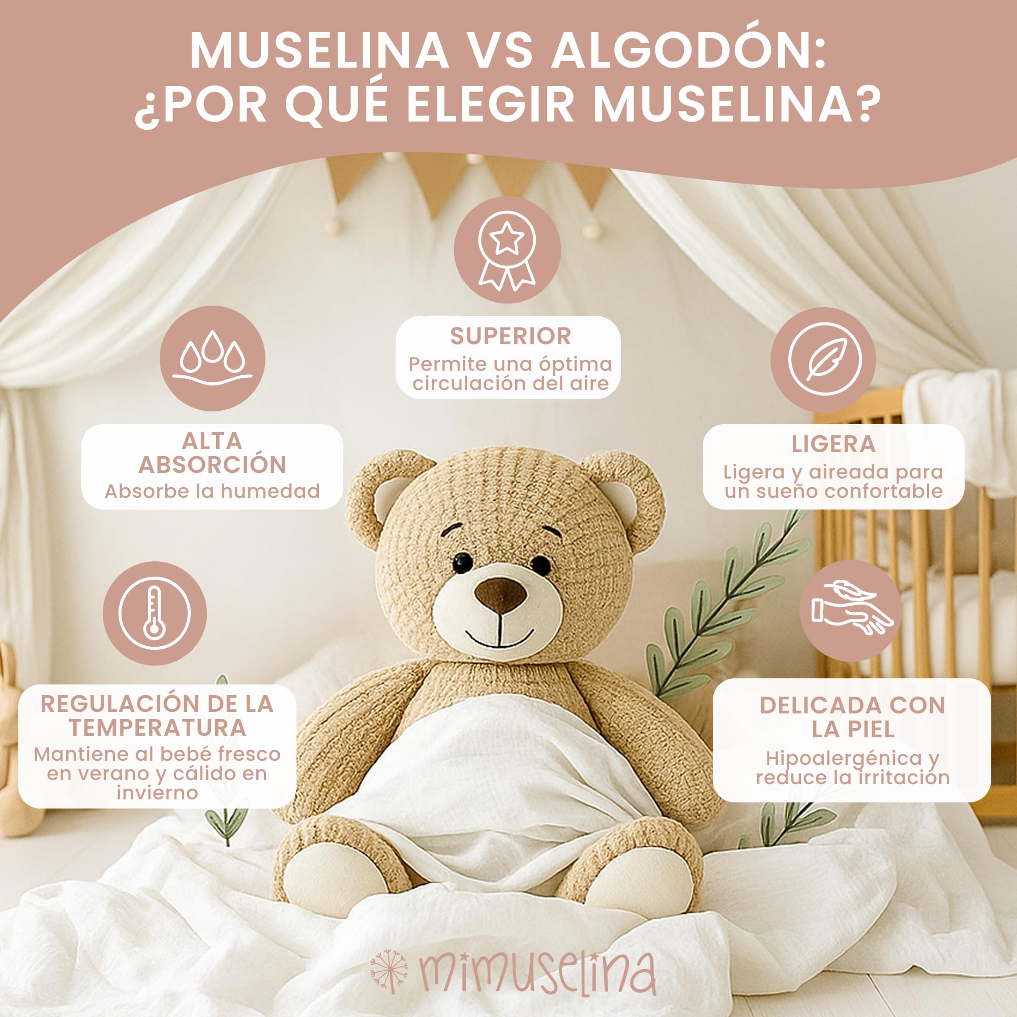 MIMUSELINA Sabanas Capazo Bebe 35x75 | Pack de 2 Sabanas Moises 100% Algodón Muselina Suave y Transpirable | Hechas en España | Blanca - Blanca