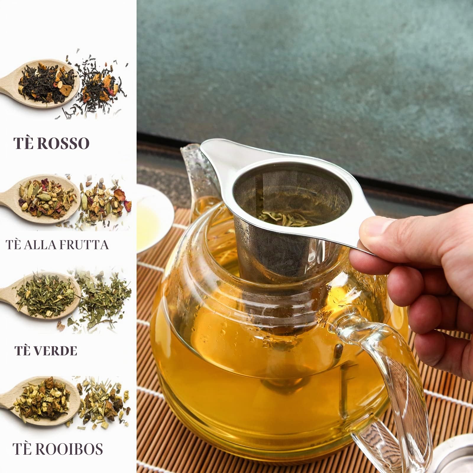 2pc Filtro per tè in Acciaio Inox con Coperchio, infusore per tisane, infusione, per the sfuso,colino/Tazza/Teiera/Bollitore