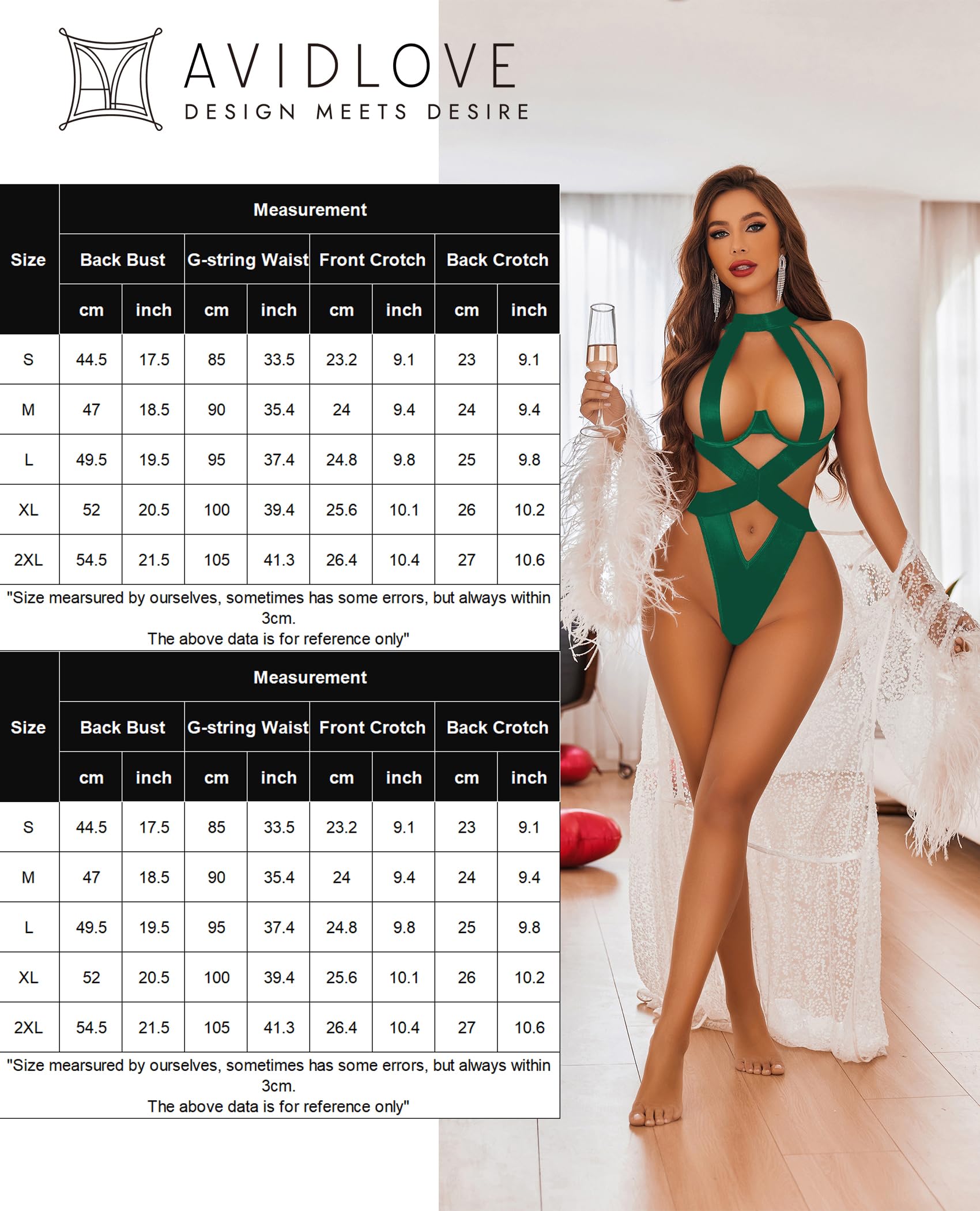Avidlove Women Lingerie Sexy Bodysuit Strappy Teddy Lingeries One Piece Mini Babydoll with Underwire