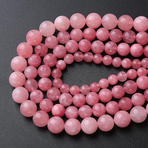 Miniatura 3 de 45 cuentas redondas sueltas de calcedonia rosa natural de 0.315 pulgadas para hacer joyas, pulseras y collares, cuentas de piedra curativa de