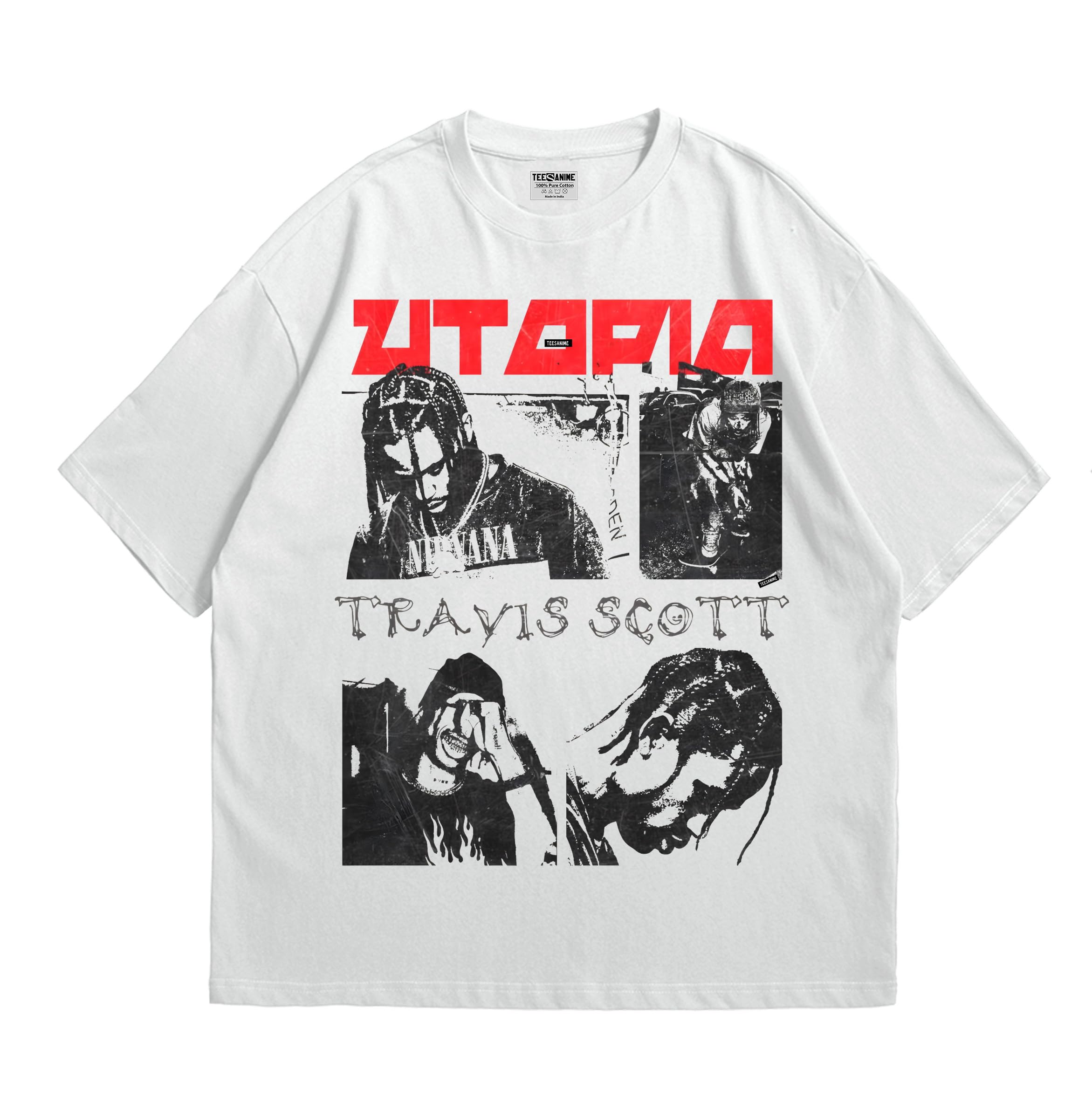 Travis Scott Utopia Oversized T Shirt for Men and Women Premium Heavy Gauge Cotton Drop Shoulder Baggy Streetwear T-Shirt.-image-42