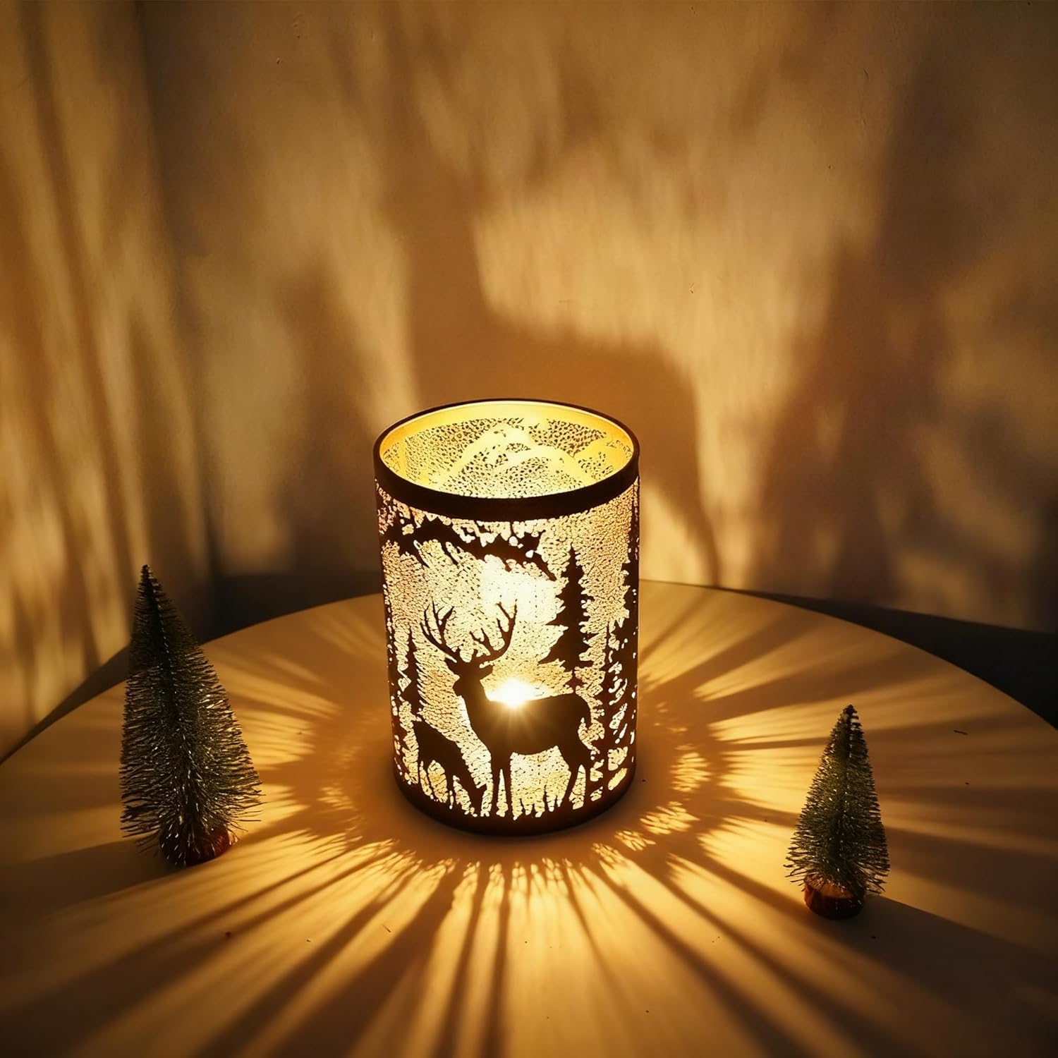 3PCS Candlestick Candle Barrels Moroccan Style Retro Lanterns Projection Lights Hollowed-Out Decorations Home Ramadan Hanging Outdoor Indoor Courtyard Porch Festival Weddings