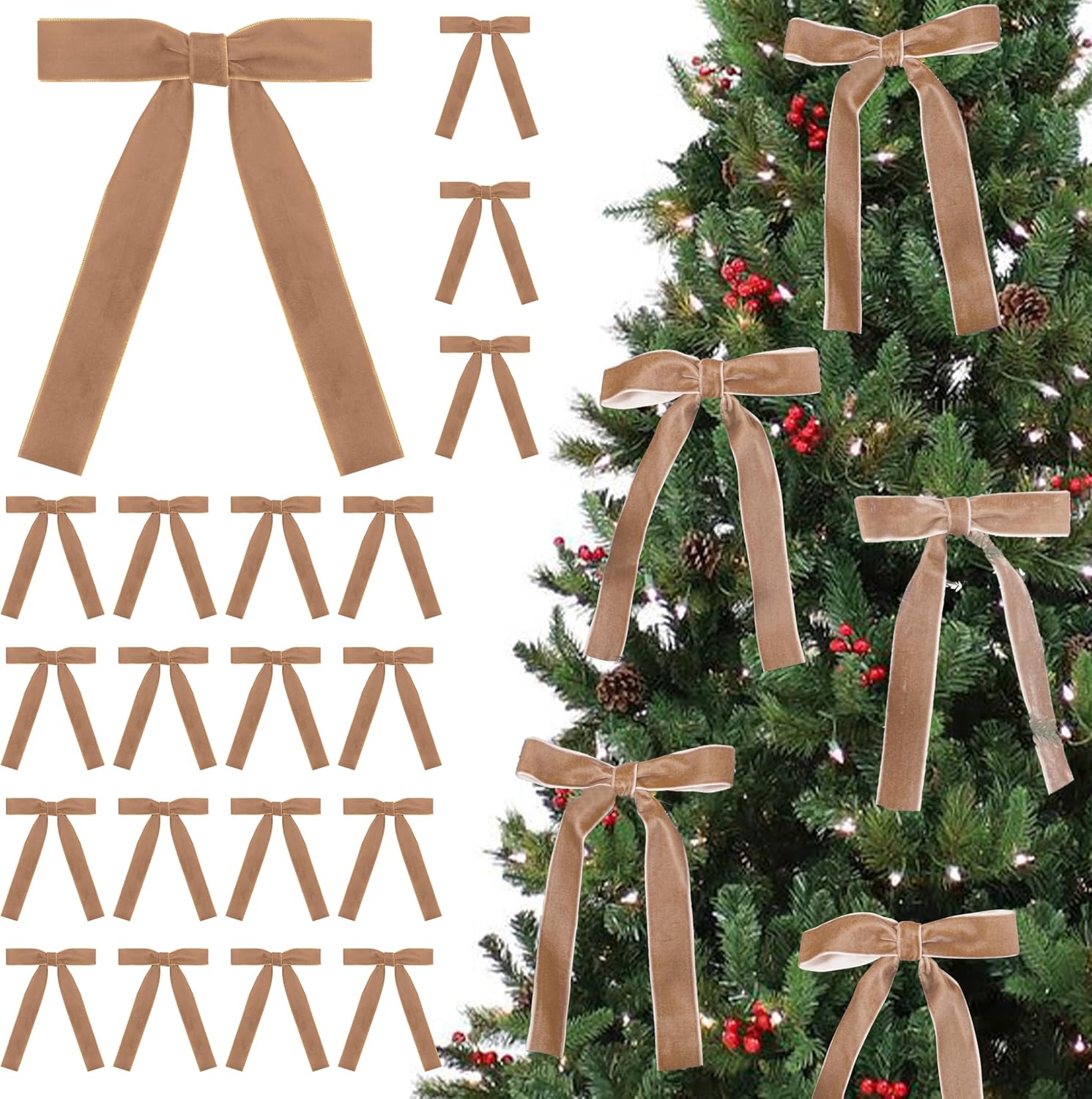 Amazon.com: SIMISI RIBBON 24 Pcs Burgundy Velvet Bows Christmas Tree ...