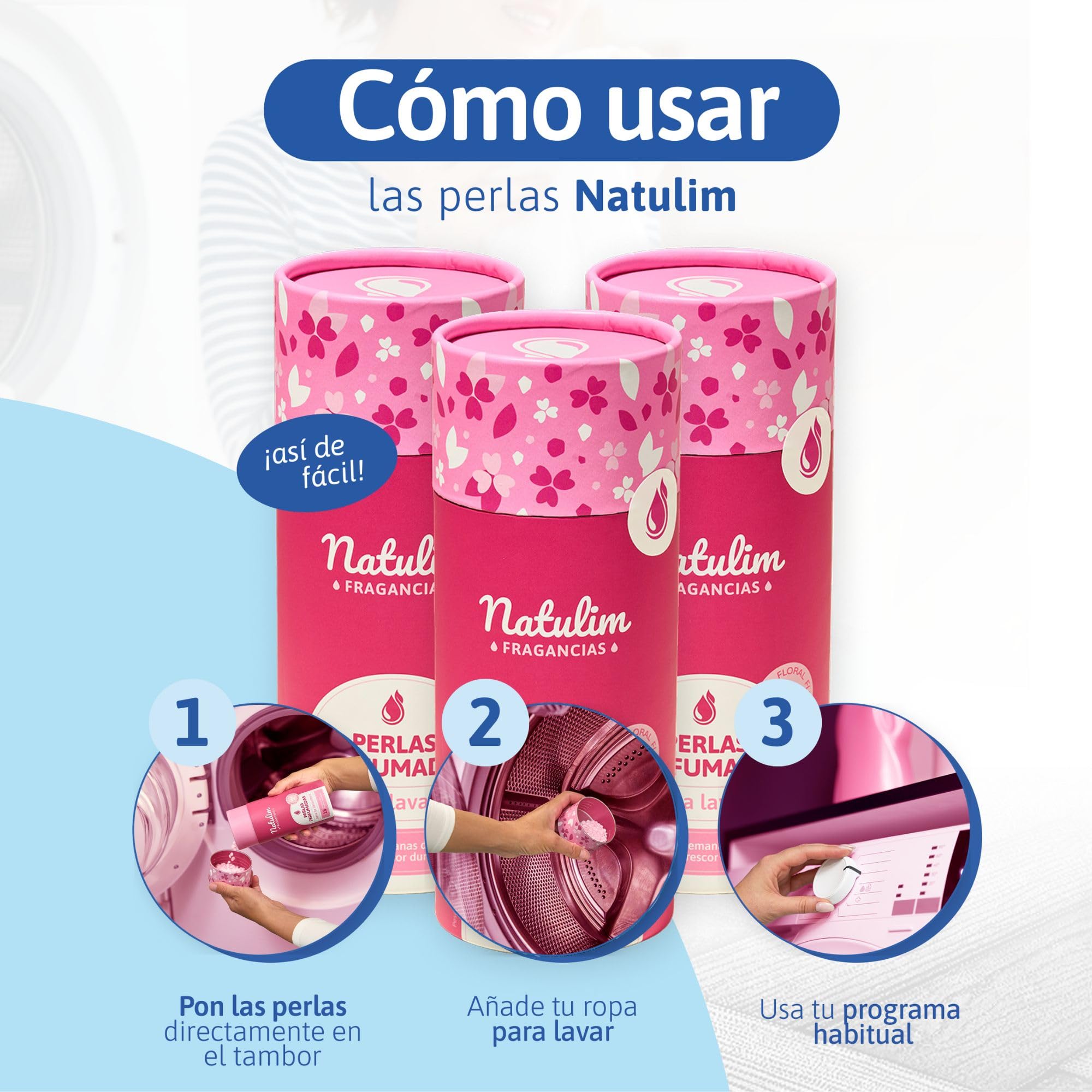 Natulim Perlas Perfumadas - Perlas Aromatizantes para Ropa - Fragancia Duradera - Sin Químicos Nocivos - Apto Pieles Sensibles y todo tipo de Prendas - 30 Lavados (Fragancia Floral)