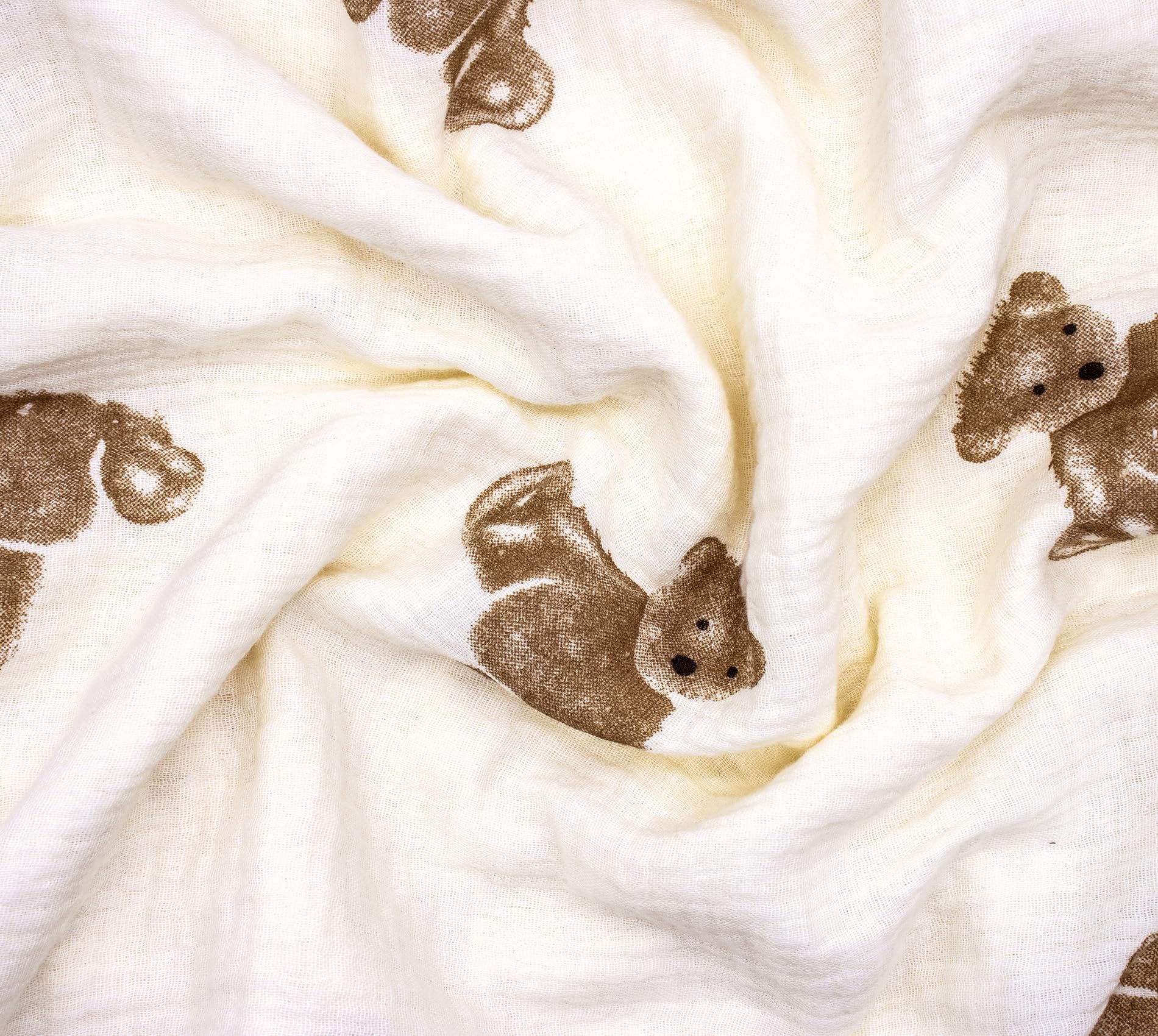 Baby Blanket Double Layer Cotton 40 x 40 Soft Receiving Blanket with Pattern Machine Washable Brown Bear