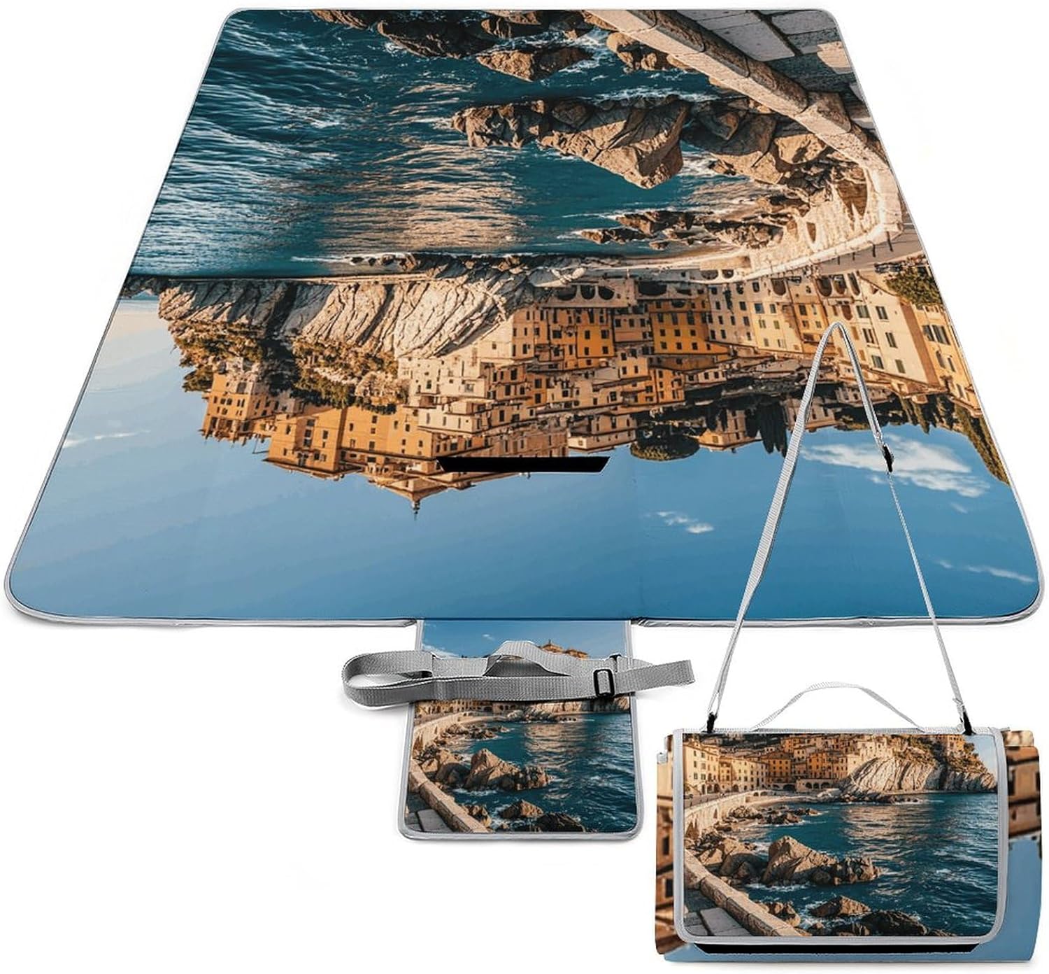 Outdoor Picnic Blanket Extra Large Beach Blanket Waterproof Picnic Mat Beautiful Italy Camping Blanket Portable with Carry Strap Park Blanket for Grass Camping Park