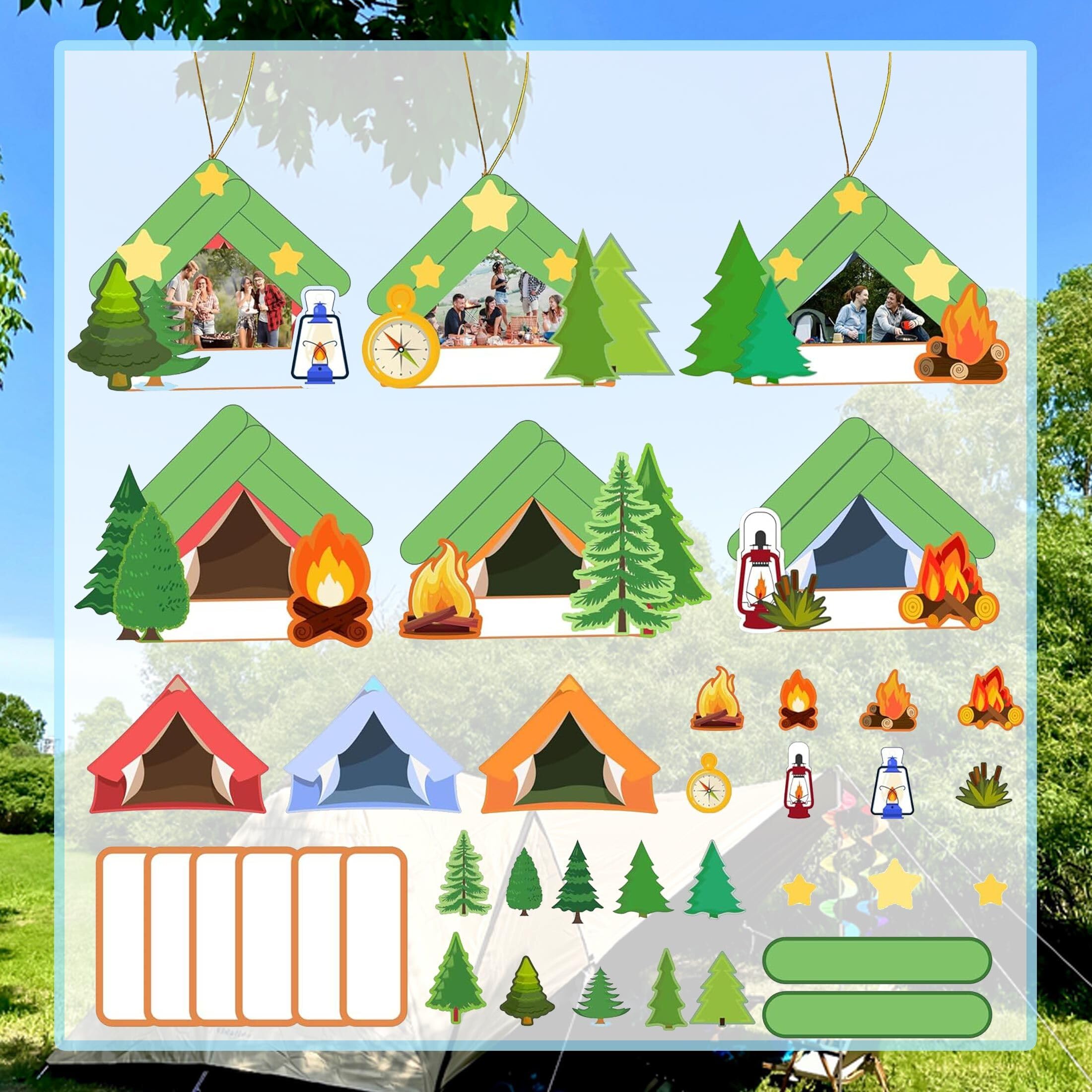 24 Packs Camping Craft Sticks Kit, 5.5x6.5in DIY Picture Frame Tent Decor, Bulk Camping Party Favors - Image 2