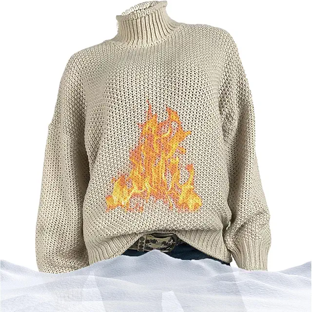 Lecerrot Loose Collar Women's Knitted Sweater - Stickad Krage