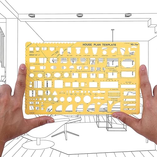 Miniatura 8 de Mr. Pen - Plan de casa, paquete de 3, naranja, plantillas de diseño de interiores y muebles, herramientas de dibujo y formas de reglas para