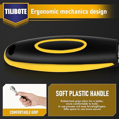 Miniatura 3 de Juego de llaves de casquillo, 62 piezas de llaves de trinquete de 14 pulgadas con trinquete de 72 dientes, SAE y métrico de 532 a 916 pulgadas,