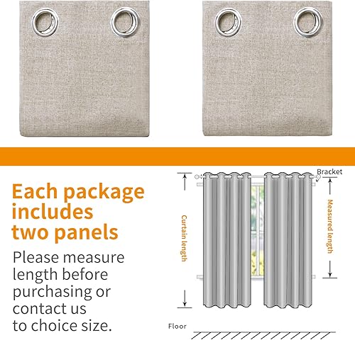 Miniatura 8 de YoungsTex - Cortinas opacas de lino para dormitorio, oscurecimiento de la habitación, cortinas con textura de lino, paneles con aislamiento térmico