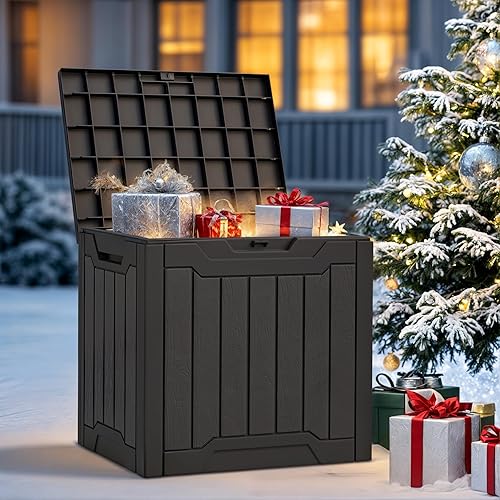 Miniatura 7 de YITAHOME Caja de resina de 31 galones, caja de almacenamiento al aire libre y caja de entrega de paquete impermeable con tapa bloqueable para