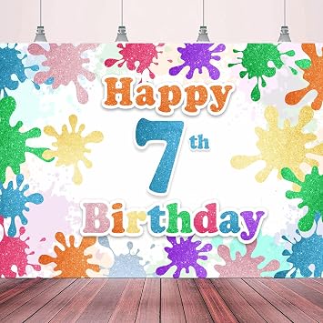 Art Paint Splash Happy 7th Birthday Backdrop Banner Colorful Graffiti Theme Background Decor for Artist Kids Boys Girls Birthday Party Celebration Favors Decorations Supplies 70.87x47.24in-BECKTEN