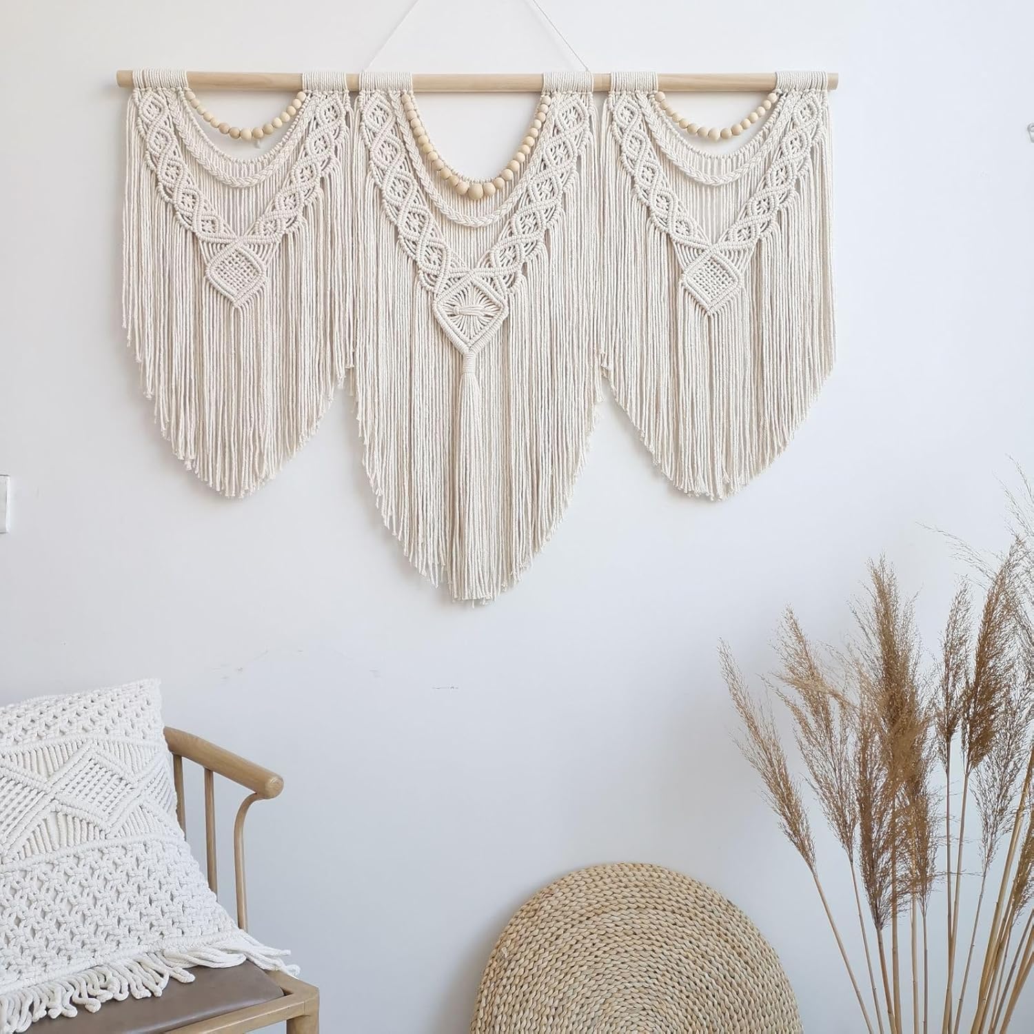 Hibisaws Tapiz de macrame pared de arte tejido, decoración de habitaciones, decoración de balcón, decoración de pared