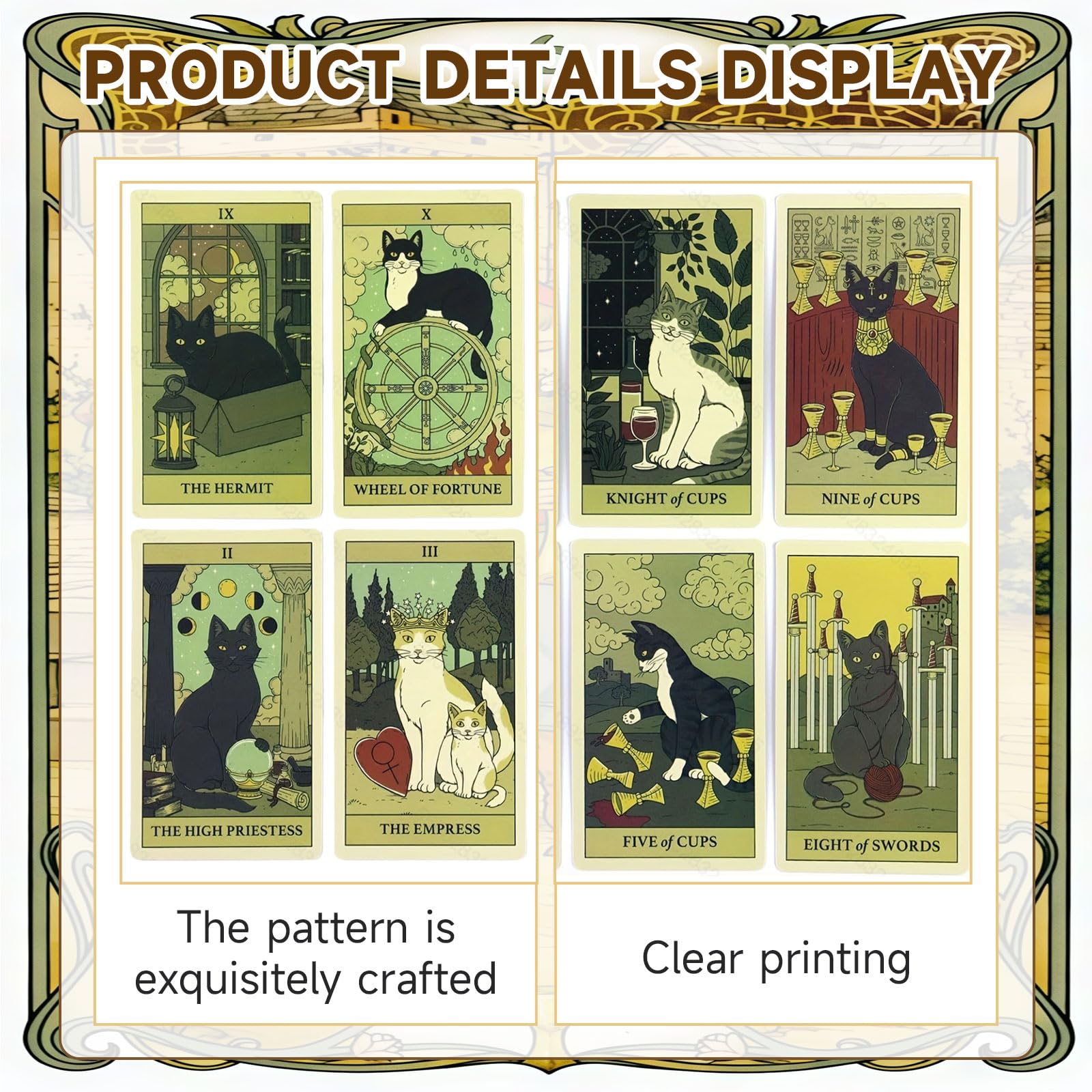 Tarot Los Gatos Gobiernan La Tierra – Mazo De 78 Cartas Ilustradas A Mano Con Motivos Felinos, Ideal Para Principiantes Y Amantes De Los Gatos