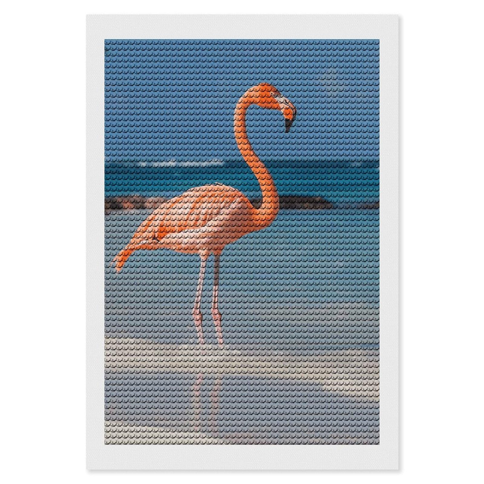 Beach Flamingo Diamond Painting Kits for Adults, DIY 5D Diamond Painting Kits for Beginners, Round Full Drill Diamond Dots Paintings, Diamonds Pictures Gem Art for Crafts Home Decor 8"x12"
