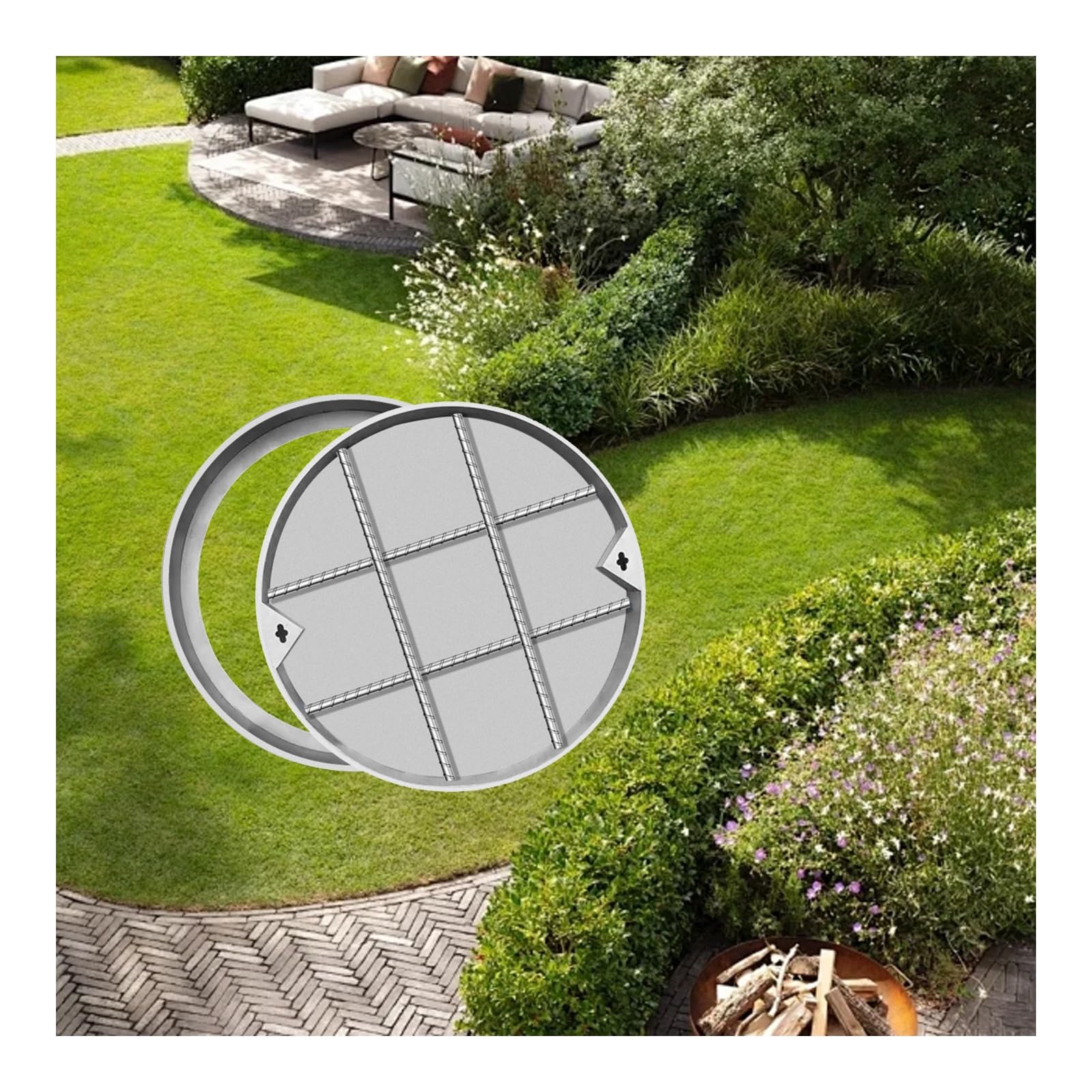 Couvercle de regard de visite 70 cm en acier inoxydable robuste pour regard de jardin
