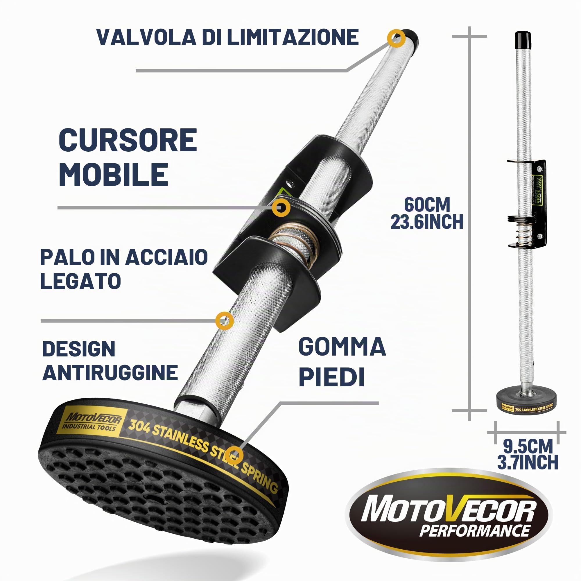 Bravex Coppia di livellatori a scala regolabile con piedini in gomma antiscivolo incisi con motivo antiscivolo in acciaio, asta di estensione per stabilizzatore per scalette, accessori universali per