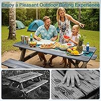 Vista 178 de Play Tailor - Mantel para mesa de pícnic con cubiertas para bancas, impermeable y a prueba de viento con bolsa de cordón, ajustable a mesas y bancas