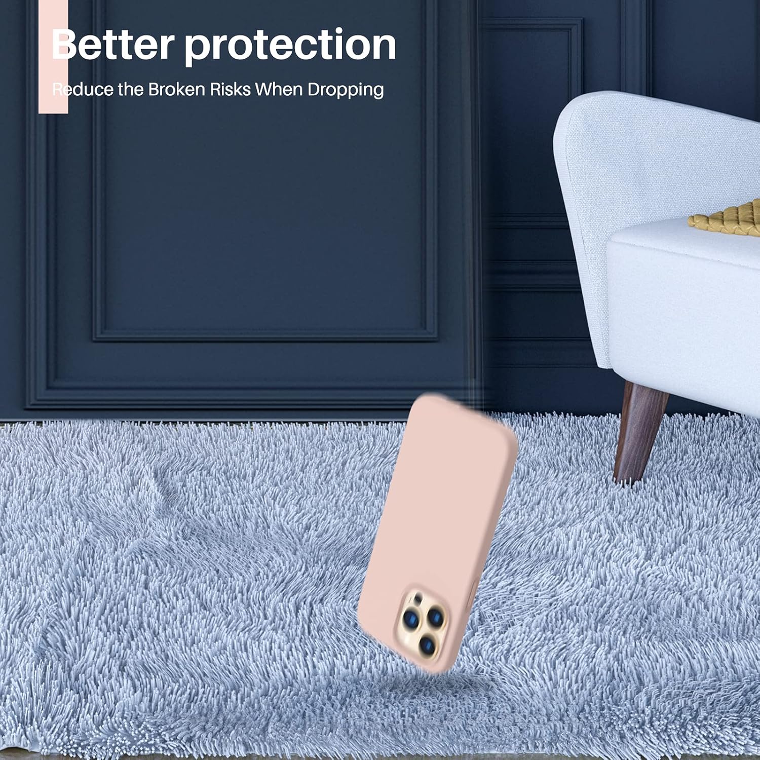 ORNARTO Shockproof Liquid Silicone Designed for iPhone 13 Pro Case Gel Rubber Full Body Protection Anti-Shock Cover Case Drop Protection 6.1inch-Sand Pink : Cell Phones & Accessories