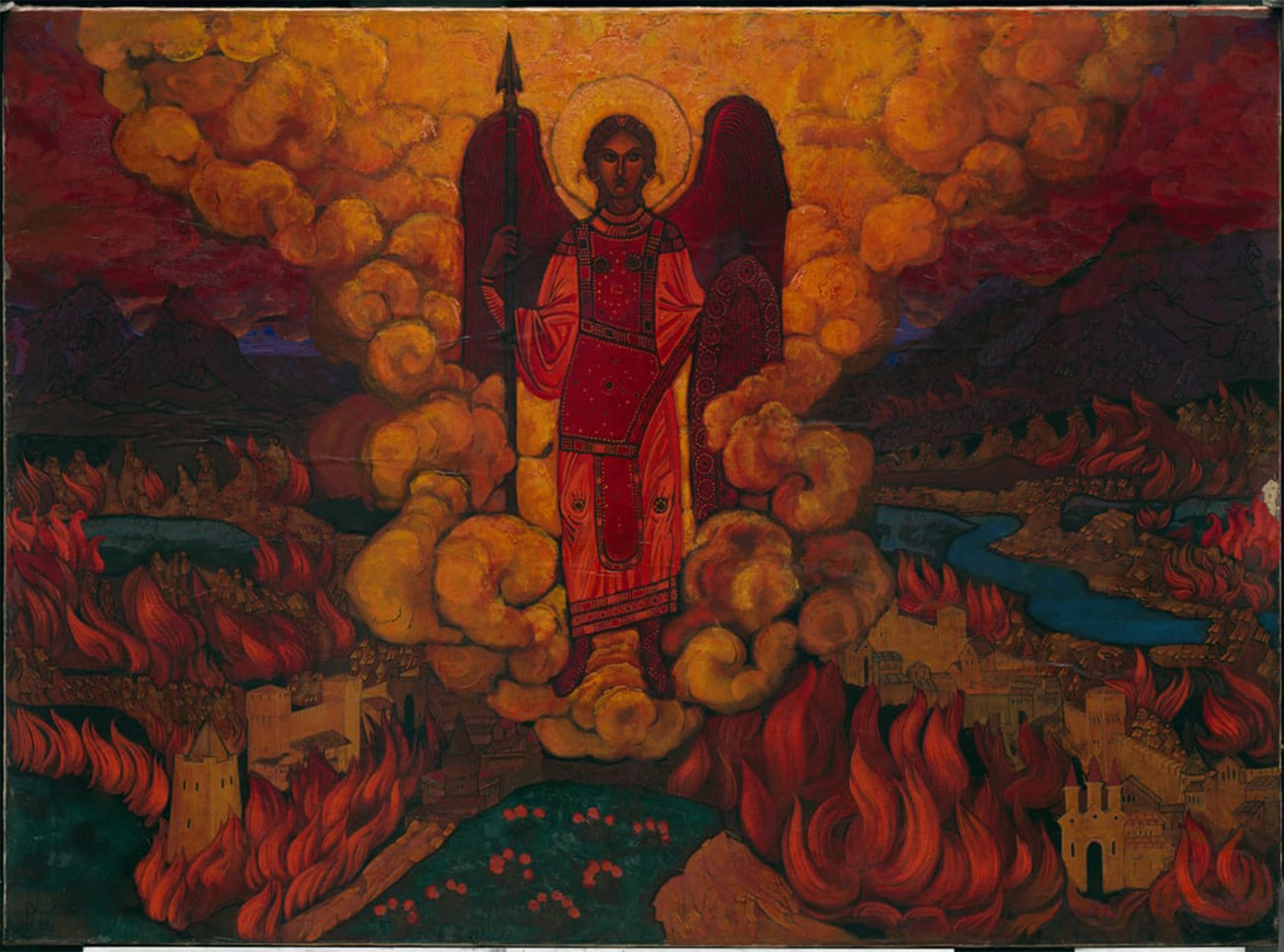 ARTXLXXBN Famous Print Painting Colorful Art Print the Last Angel by Nicholas Roerich Canvas Art Decorations for Home Decor 60x90cm