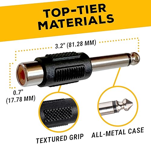 Miniatura 3 de GLS Audio Store Adaptador RCA a 14 TS  RCA hembra a 14 pulgadas macho mono TS adaptador de enchufe  todos los conectores metálicos con peldaños de