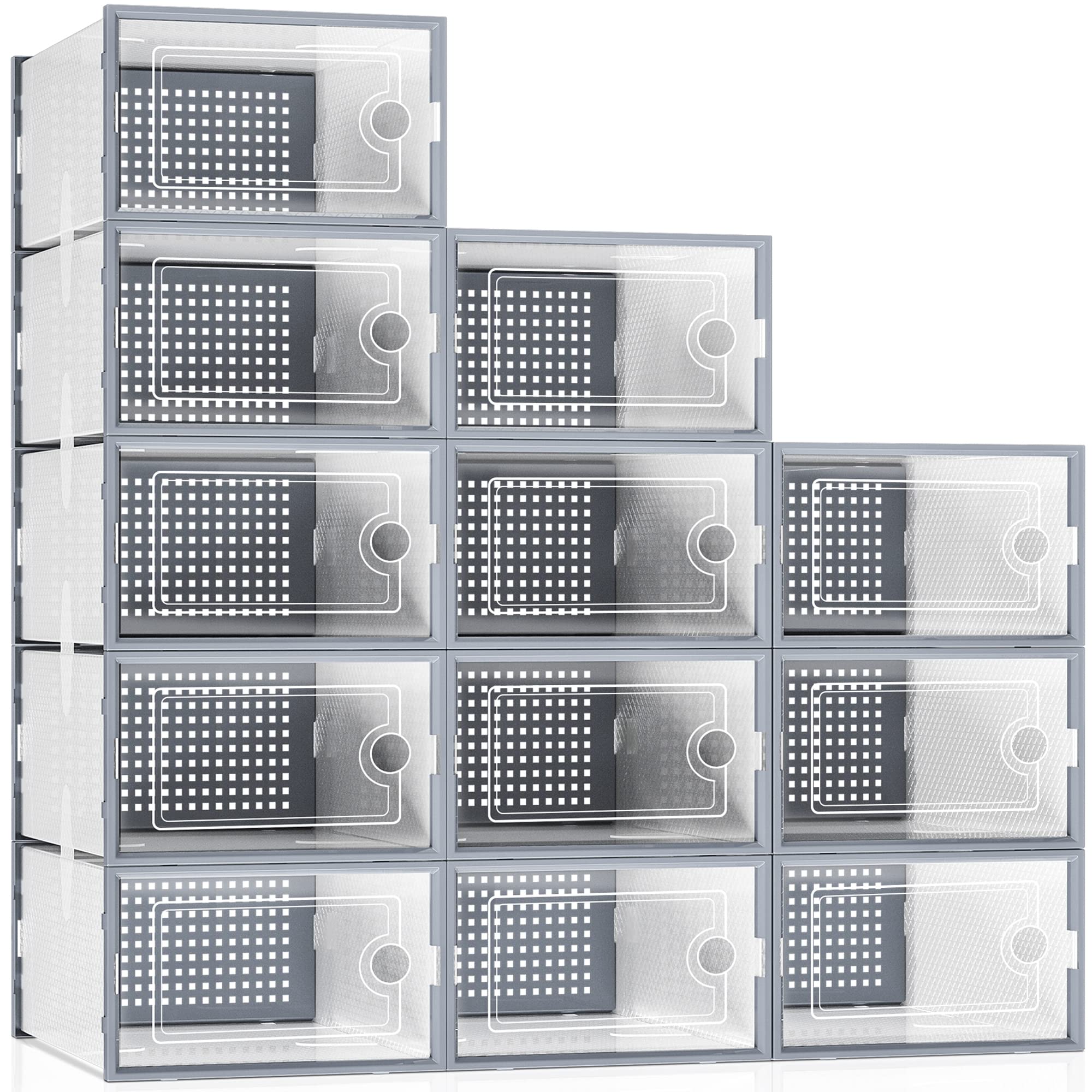 Buy eWonLife Shoe Storage Boxes Organizer, Stackable Plastic Shoe