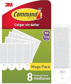 Comprar Command Tiras Adhesivas para Colgar Cuadros Medianas, 8 Pares (16 Tiras) Blancas – Para Marcos, Espejos y Adornos – Soporta Hasta 5 kg – Sin Agujeros ni Taladro