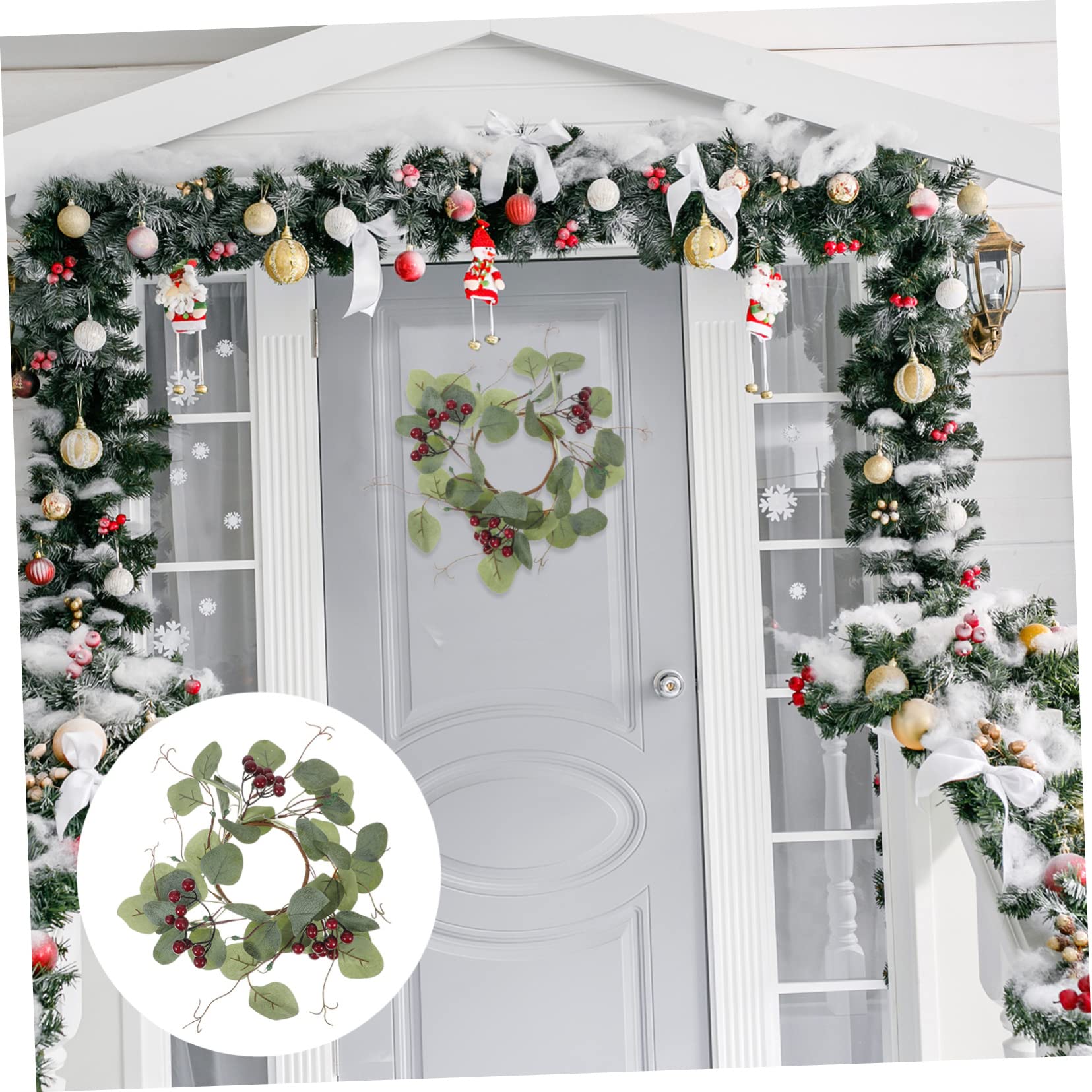 TOPBATHY 4 Stück Weihnachtskerzengirlande Für Zu Hause Weihnachtsgirlande Künstlicher Eukalyptus Weihnachtliche Tischdekoration Künstliches Pflanzendekor Weihnachtskranz Stoff