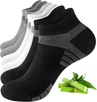 Bamboo Trainer Socks for Men Women Cushioned Ankle Socks | Breathable bamboo socks with seamless toe and anti-blister cushioning for running, gym, outdoor sports and summer wear