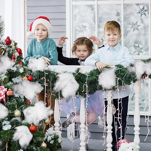 Miniatura 6 de Windyun Paquete de 6 decoraciones de nieve falsa de Navidad, 16.93 oz/17 onzas, nubes falsas de nieve artificiales esponjosas para árbol de Navidad,
