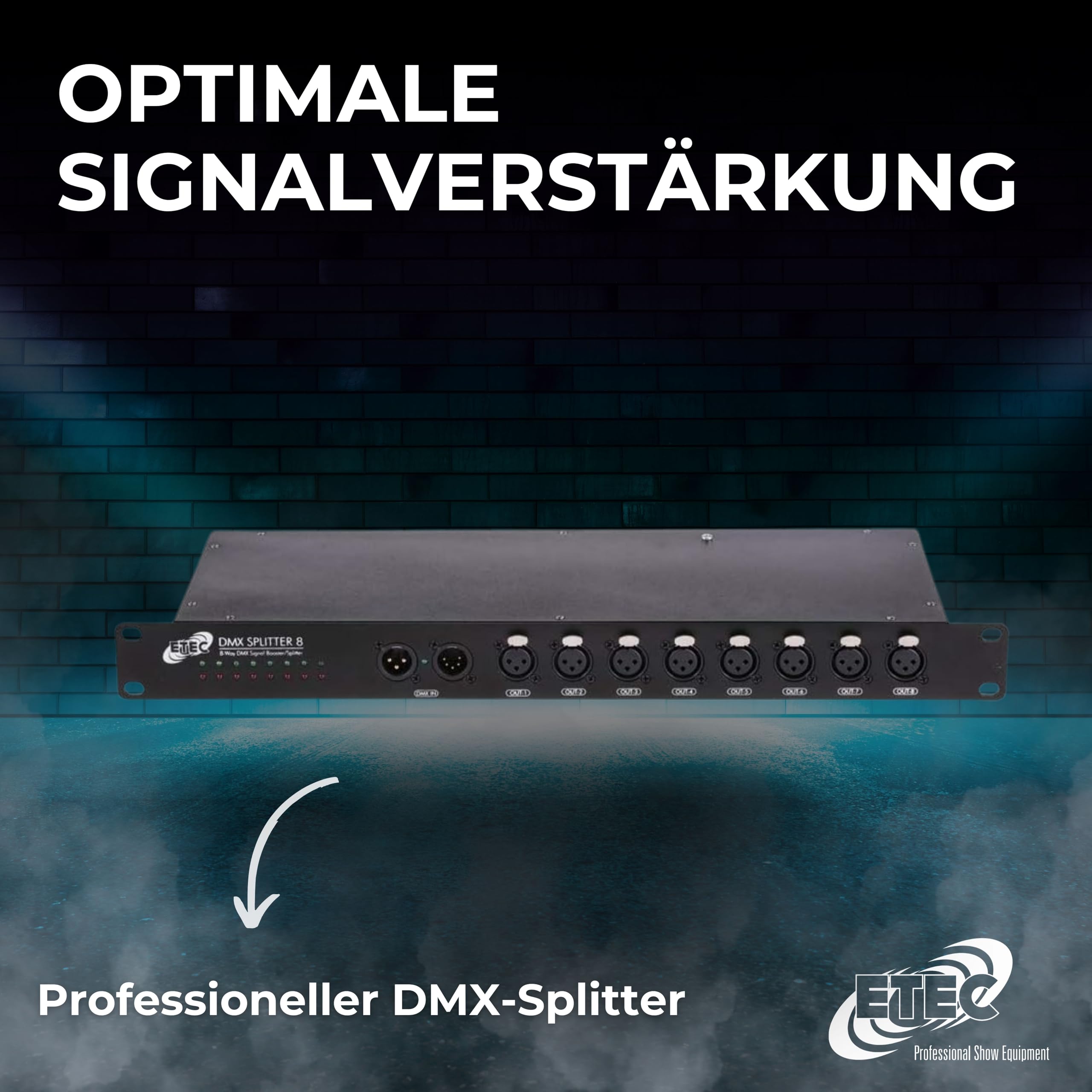 ETEC Professional 8 Kanal DMX Splitter/Booster 19" Veranstaltung Bühnenbeleuchtung Licht Party Disco Show DJ Event Show