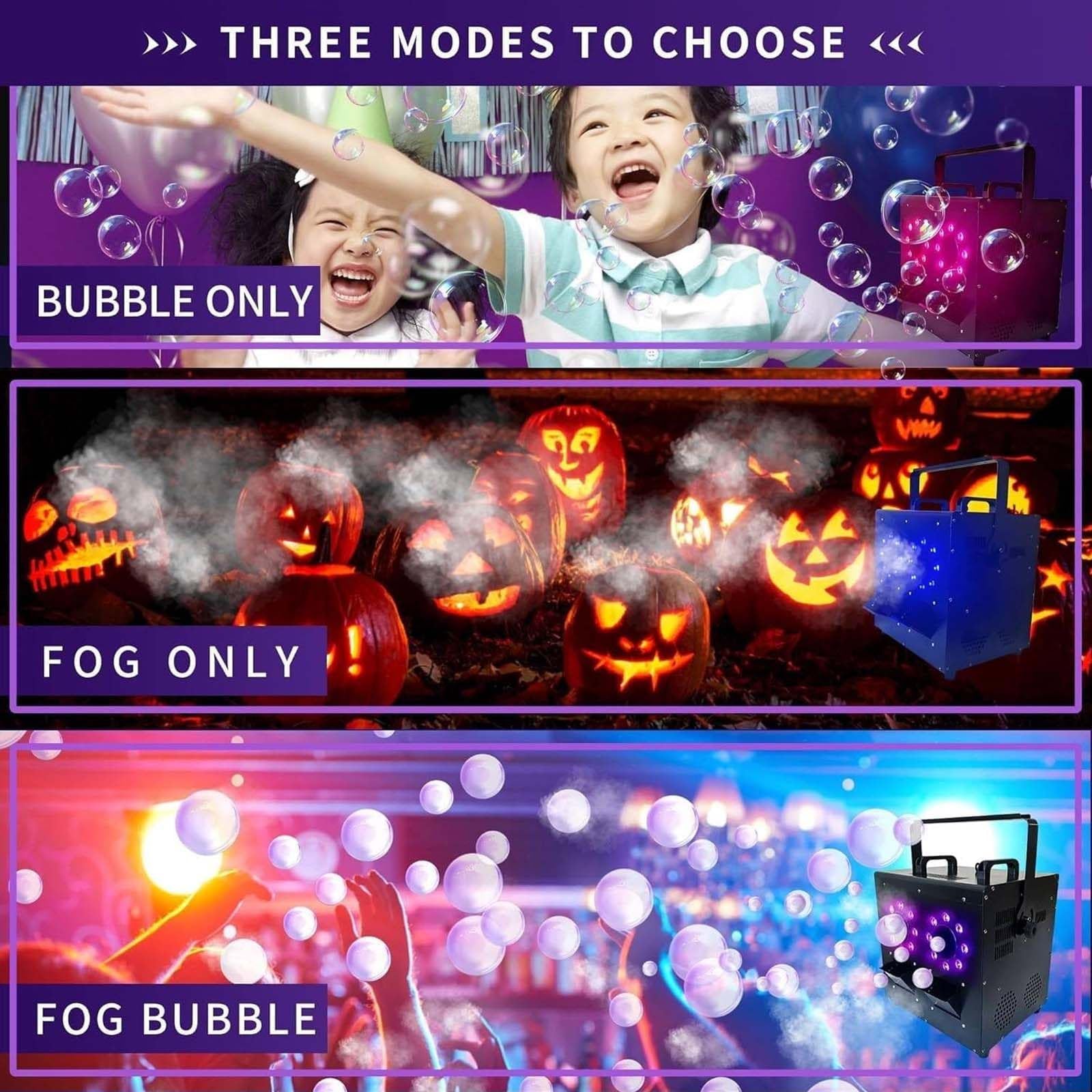 Macchina Professionale per Bolle di Fumo A LED, 3000 W, Macchina con Luci Dinamiche per Fumo, Potenza di Fumo di Oltre 10.000 Piedi Cubi/Min, per Spettacoli Teatrali, Matrimoni