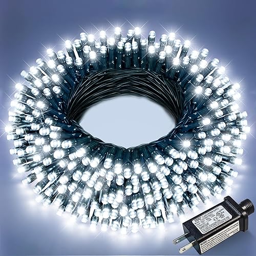 Miniatura 16 de Luces de Navidad, 100 pies, 300 LED, exterior o interior, enchufables, conectables, árbol de Navidad, 8 modos, impermeables, parpadeantes, jardín,