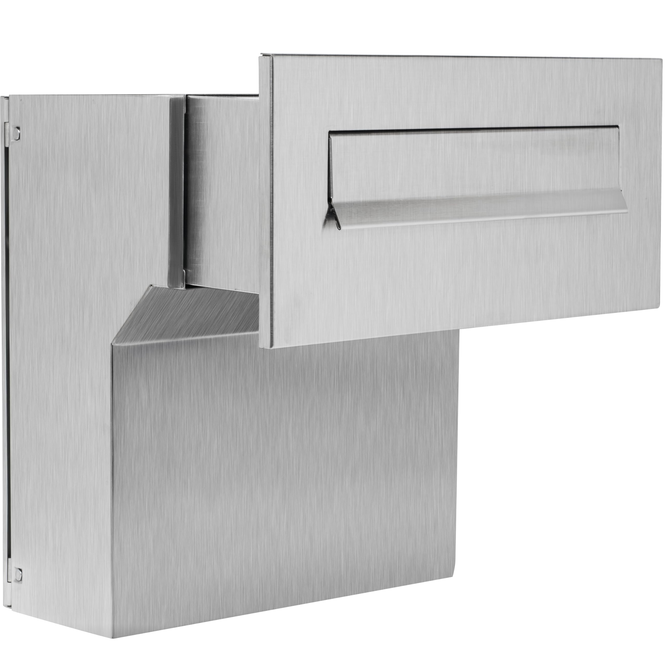 Cassetta delle lettere 100% acciaio inox V2A spazzolato 190-260 [mm] 3 chiavi pannello frontale: 160 x 350 [mm]