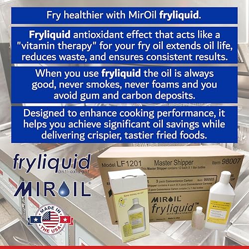 Vista 4 de Miroil FryLiquid, 3 botellas de 1 litro, reduce los costos de aceite, antioxidante para aceite de freír, prevenir la descomposición del aceite