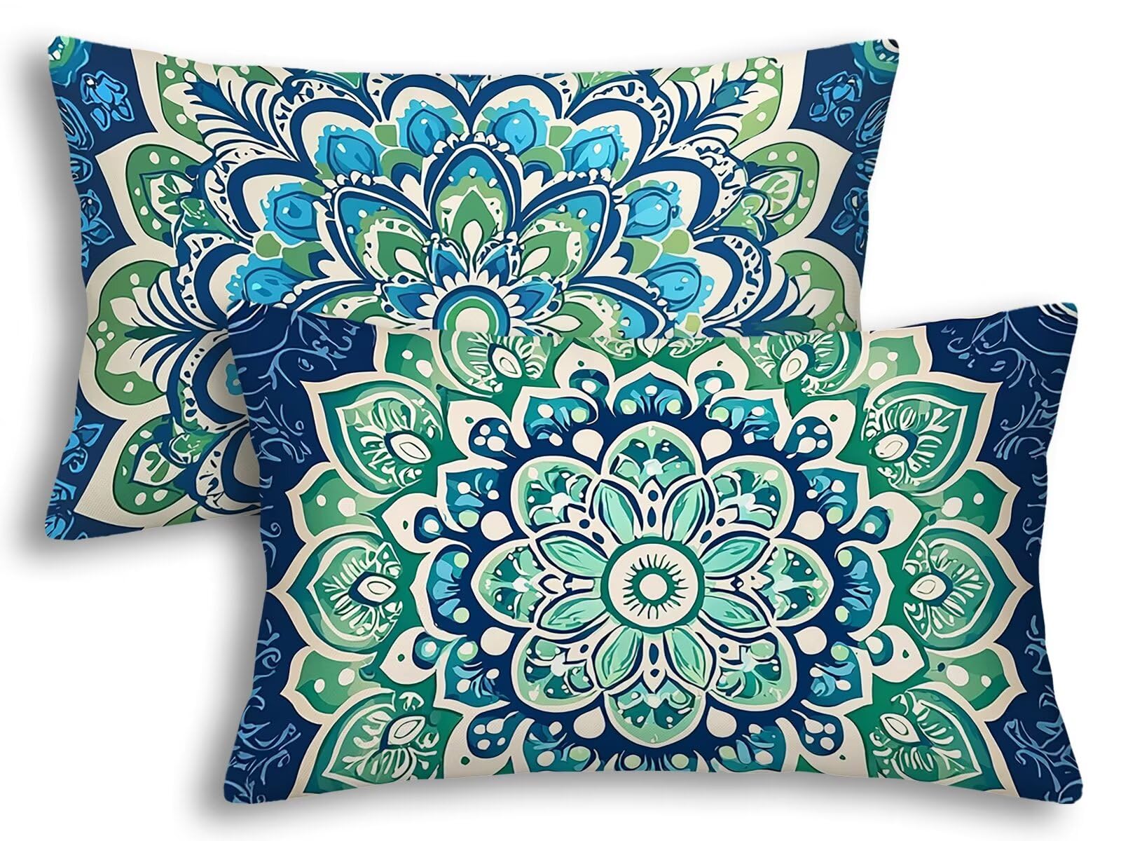 Fundas Cojines Exterior Impermeable 40x80 cm verde lino juego de 2 unidades