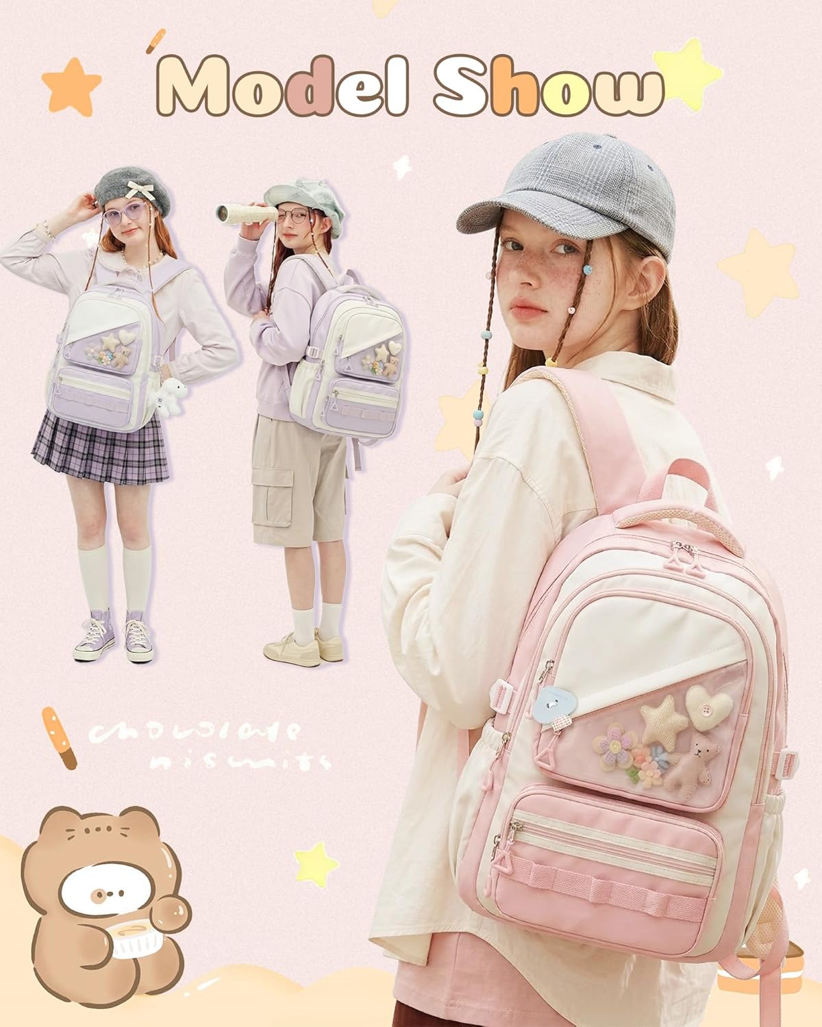 High Middle School Backpack For Girls Pink Laptop Bookbag For Women Cute Backpacks For School Teens College Large Capacity School Bag For Girls Waterproof