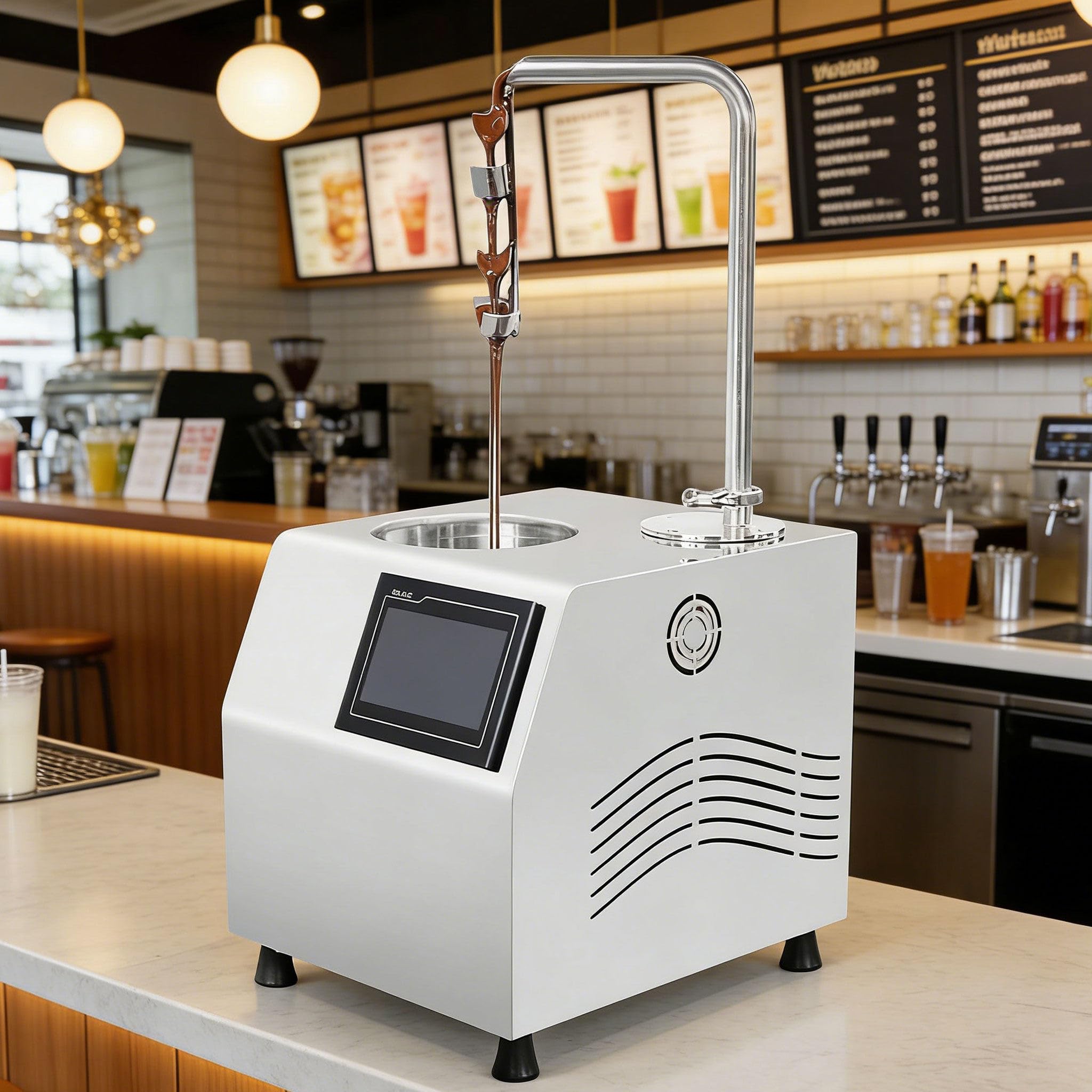 Machine à Fondre Le Chocolat Professionnelle 5,5 l, Acier Inoxydable, tête Spirale Amovible, idéale pour Les Barres chocolatées, l'enrobage de Fraises, Les fêtes et Les Mariages.