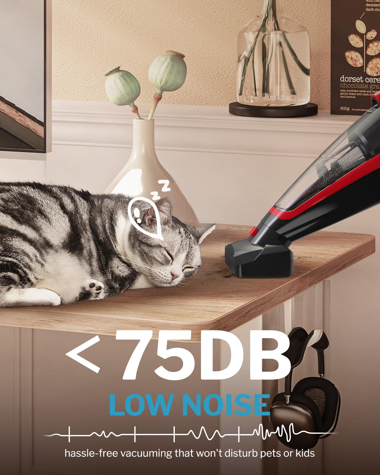 Pet Hair Handheld Vacuum Cordless, Car Vacuum Rechargeable with Reusable Filters, Motorized Brush and Multi-Accessories for Carpet, Couch & Stairs, Red, 17.0"X 4.6"X 6.6" - image 7