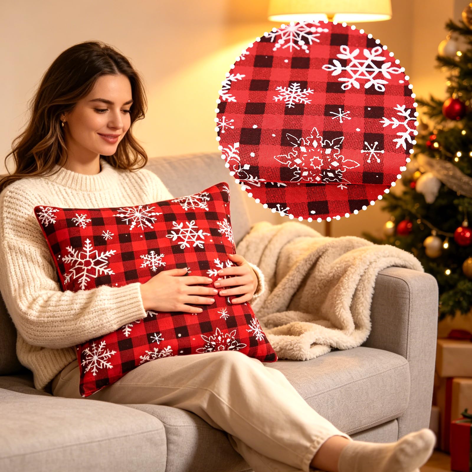 148 cm × 2 Yards tessuto fiocchi di neve rosso tessuto natalizio tessuto a quadri per cucito, tessuto con fiocchi di neve, tessuto a scacchi di Natale, per confezioni regalo, fiocchi fai da te